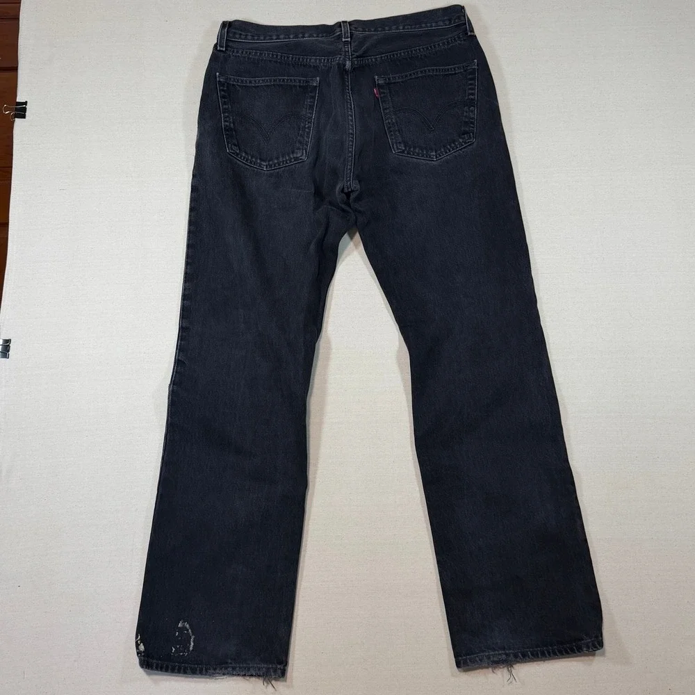 Vintage Levis 501xx Jeans Mens 34x32 Black Faded Button Fly Denim